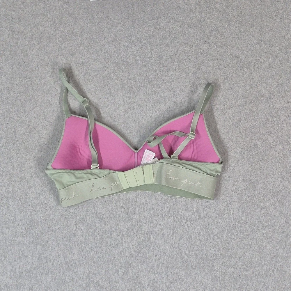 PINK Women Bra 32A Green T Shirt Wireless Strap Adjustable